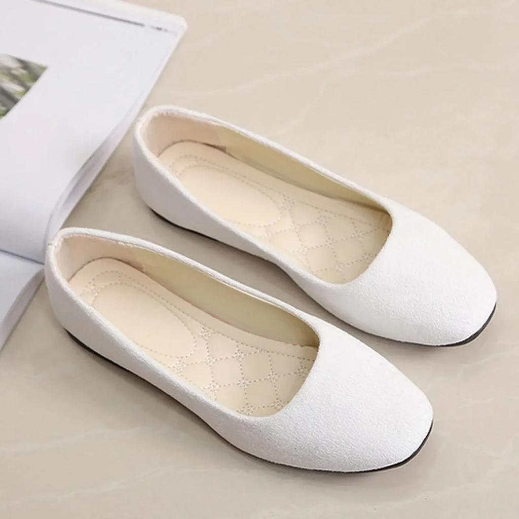 2026 Women Suede Square Flat Heel Shallow Female Shoes Spring Summer Square Toe Basic Concise Women Pumps Size 34-39