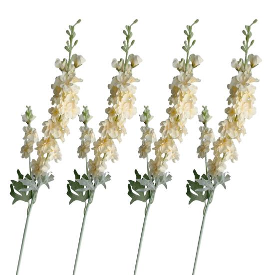 4 Pcs Artificial Delphinium Flower for Vase Filler 33.46 Inch Long Stem Fake Larkspur Flower Faux Silk Bouquet for Wedding Home Decor Floral
