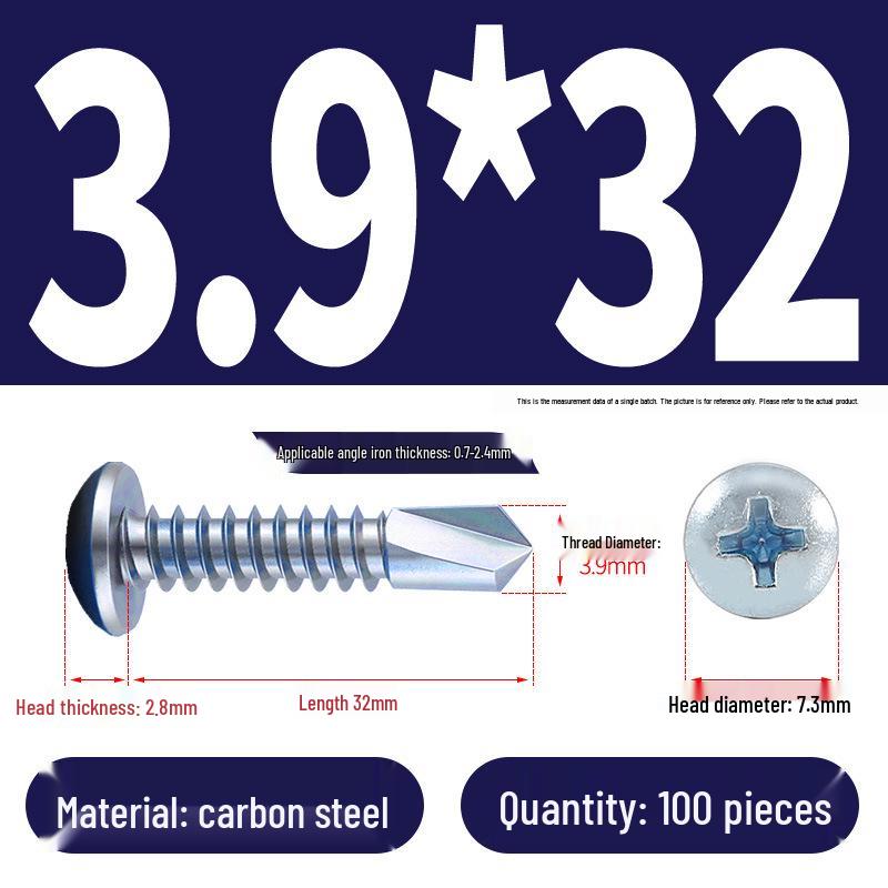 Stainless Steel 304 Phillips Round Head Self-Drilling & Tapping Screws, M3.9/M4.8/M5.5 Swallowtail Bolts