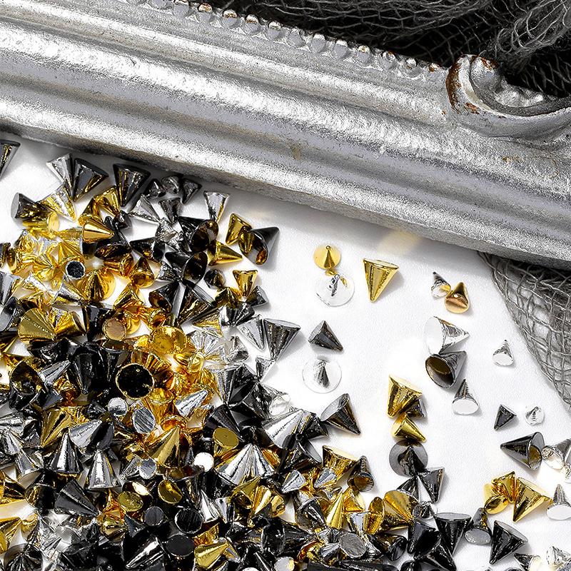 1000Pcs Retro Manicure Charms Punk Metal Rivet Nail Charms 3D Cone Nail Art Studs Stylish Alloy Nails Decoration Accessories