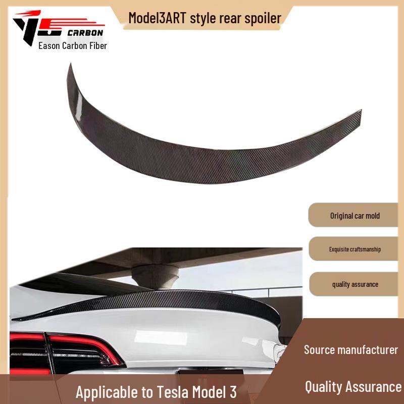 2018-IN Tesla Model 3 ART Style Carbon Fiber Rear Spoiler Winglets