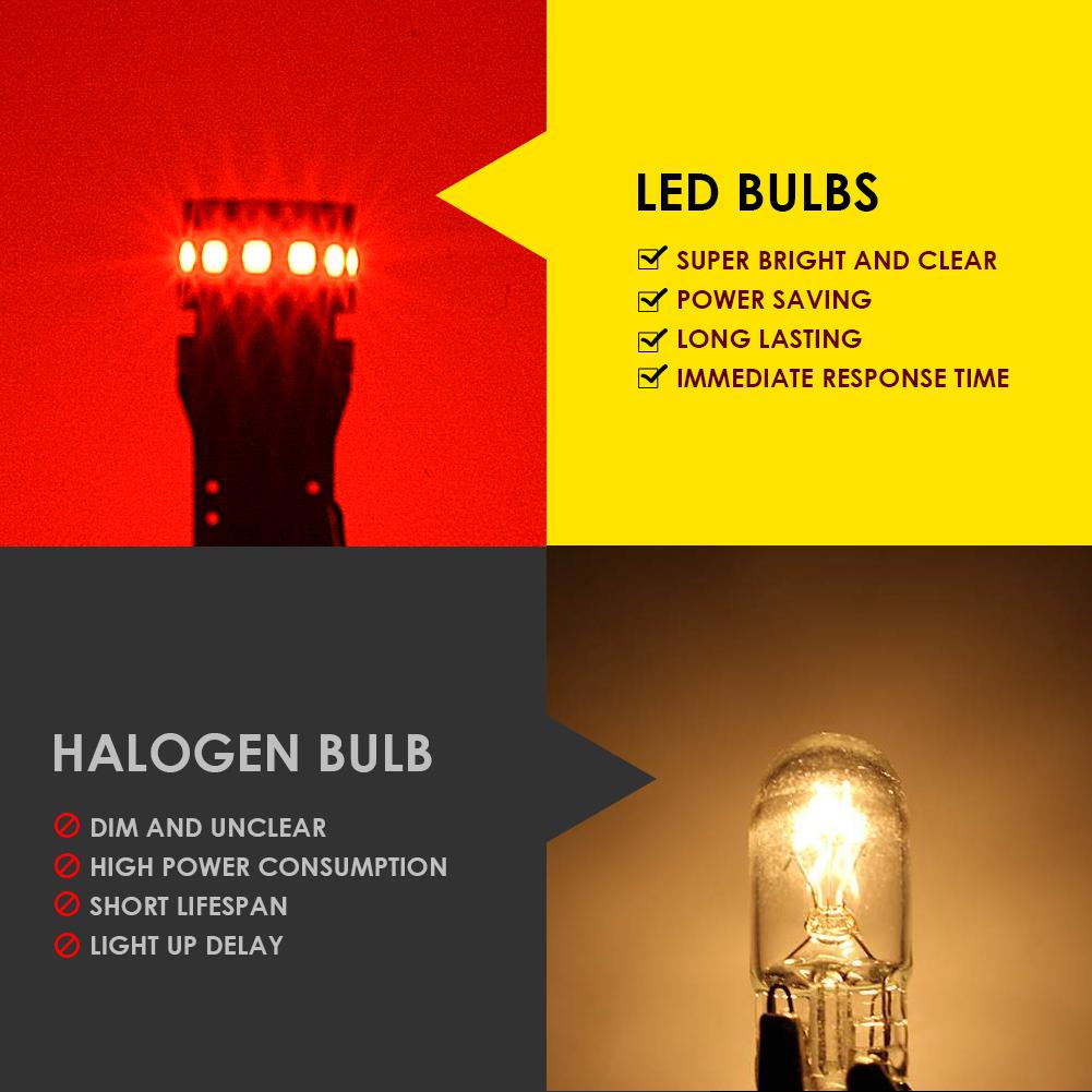2x Red T10 W5W Super Bright 2015 LED Car Parking Lights WR5W Auto Wedge Turn Side Bulbs Canbus Interior Reading Dome Lamps 12V Bulbs 7