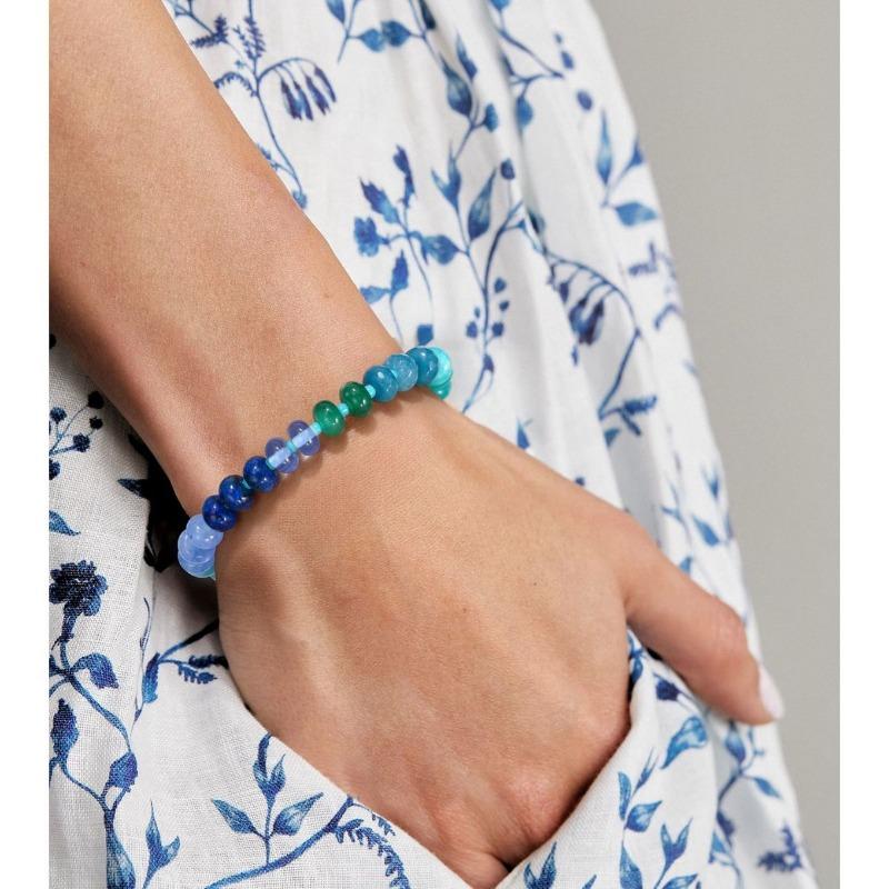 Women Colorful Natural Stone Beaded Bracelet Dopamine Summer Versatile Hand Jewelry