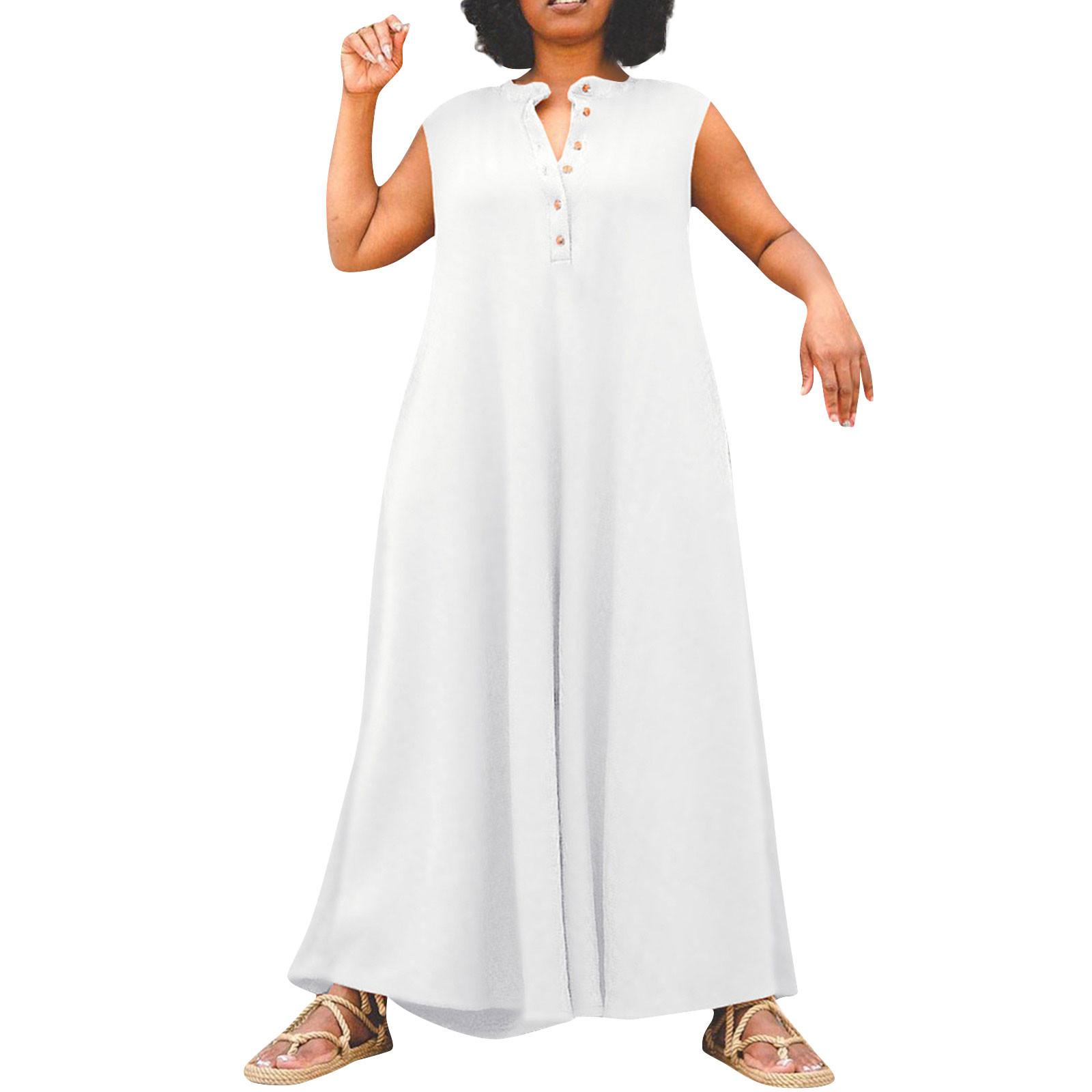 

Женская мода, свободные повседневные однотонные брюки на пуговицах, широкие длинные комбинезоны для женщин, пляжные повседневные широкие брюки XL белый