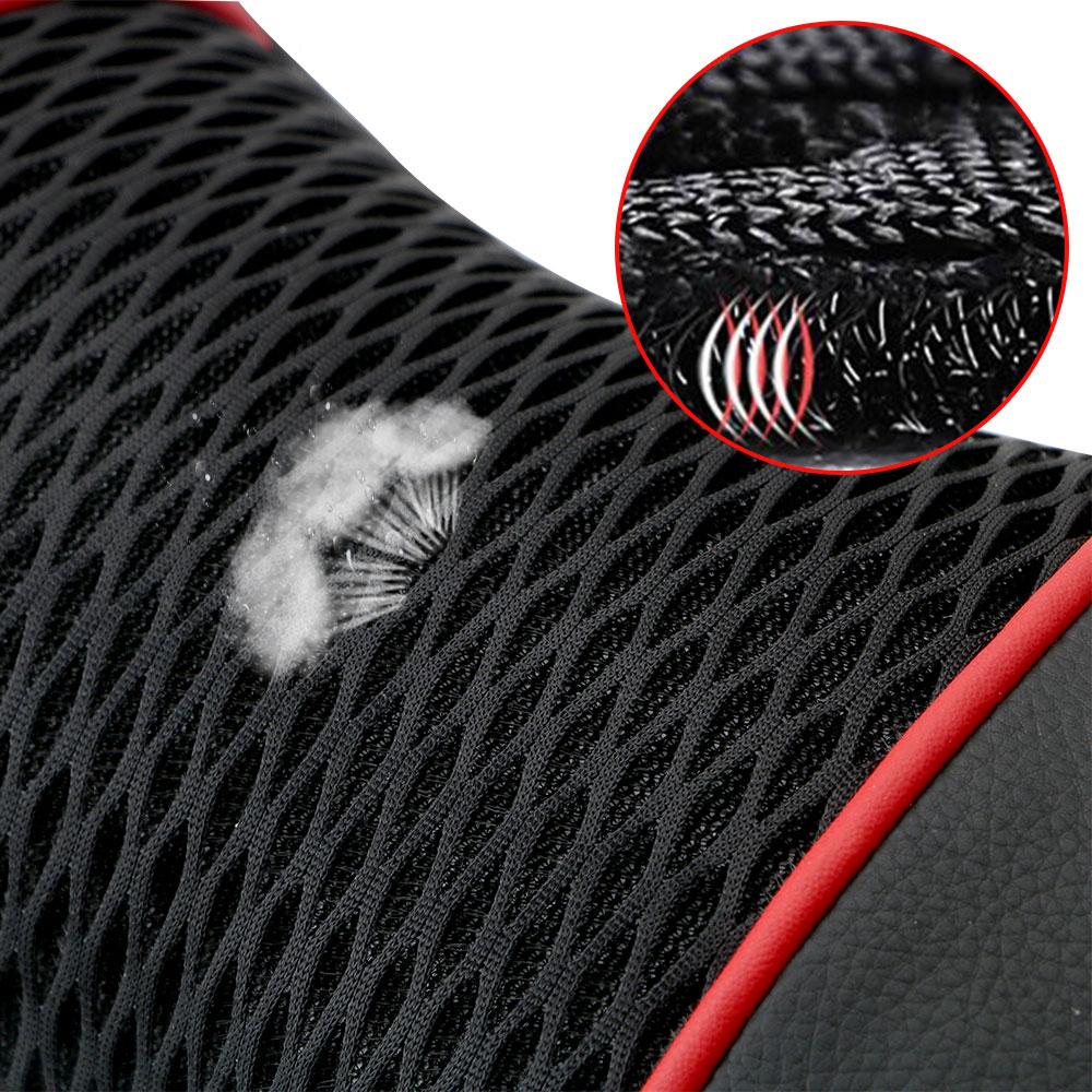 2Pcs Car PU Leather Knitted Pillows Headrest Neck Rest Cushion Support Seat Accessories Auto Safety Pillow Universal Decoration