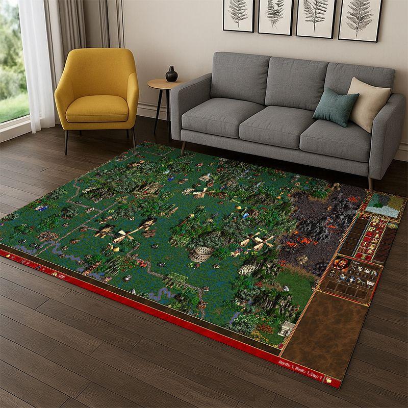 Retro Heroes of Might and Magic Map Game Carpet Rug for Bedroom Living Room Sofa Playroom Doormat Home Decor,Area Rug Non-slip