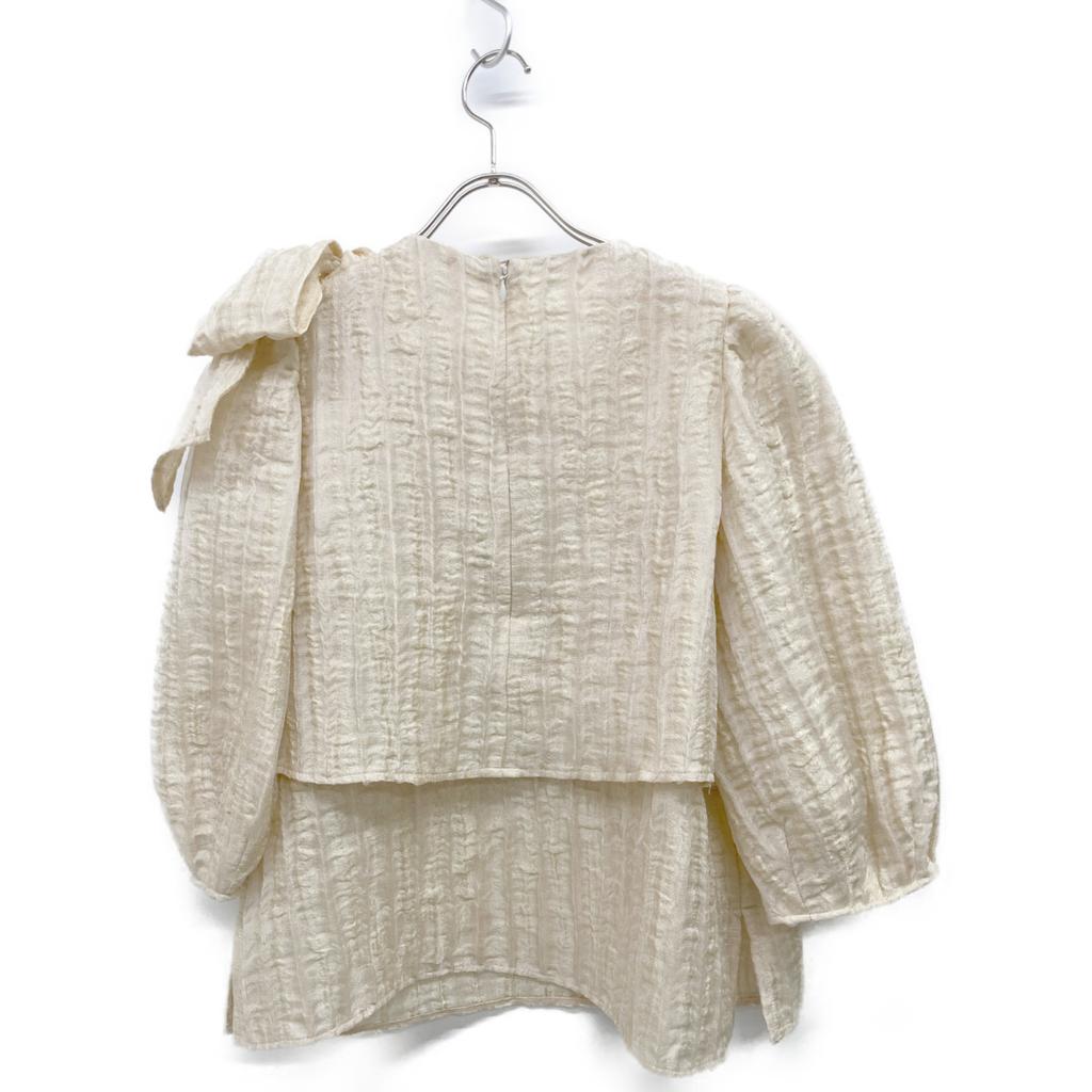 ESTNATION ×Kaon Collaboration 12-140-10-120010 Shoulder Ribbon Blouse Tops F whiteUsed