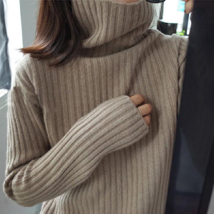 Turtleneck Sweater Women's Thickened Bottoming Sweater Autumn and Winter New Women's Long-sleeved Knitted Sweater Slim-fitting Foreign-style Bottoming