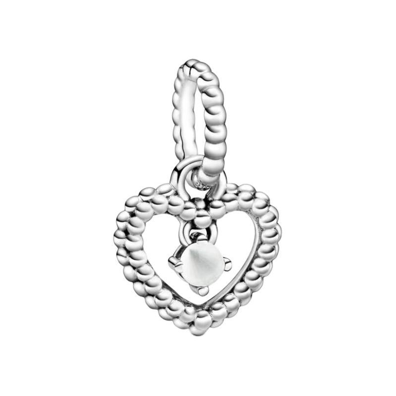 Pandora Love shape design sterling silver artificial crystal necklace / pendant women s silver 798854C04 серебряный