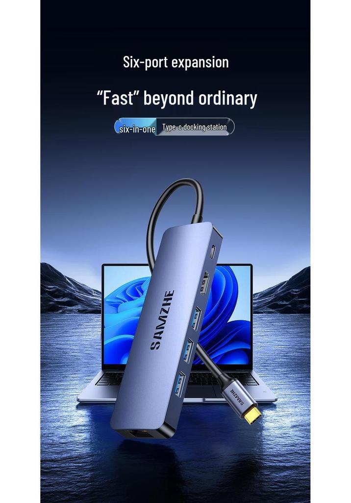 Mountain Lake Type-C Multiport Dock: HDMI, USB, Ethernet, Six-in-One Converter and Splitter