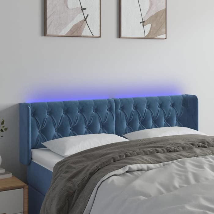 VidaXL LED Headboard Bedroom Furniture Double Bed Accessory Head of Bed Frame Interior Dark Blue 3123630