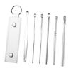 6-Piece Stainless Steel Ear Pick Set Spiral Ear Cleaner Tools with Faux Leather Case Home Ear Care Kit for Home Travel
