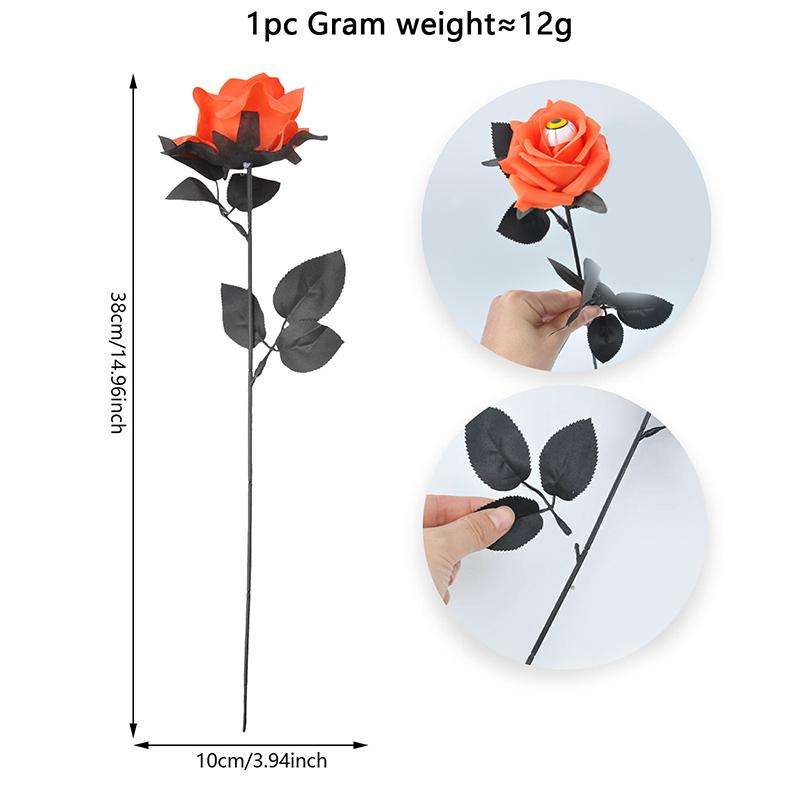 38CM Künstliche Schwarze Rose Mit Augapfel Kunstblume Horror Halloween Böse Cosplay Zubehör Kostümzubehör Heimdeko