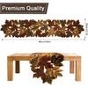 Fall Table Runner 13.7×34 Inches with Embroidered Maple Leaves, Thanksgiving Farmhouse Harvest Theme Dinning Coffee Table Decor Autumn Decorations