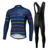 Set Completo Maglia a Manica Lunga da Ciclismo e Salopette Uomo Donna A Righe Traspirante