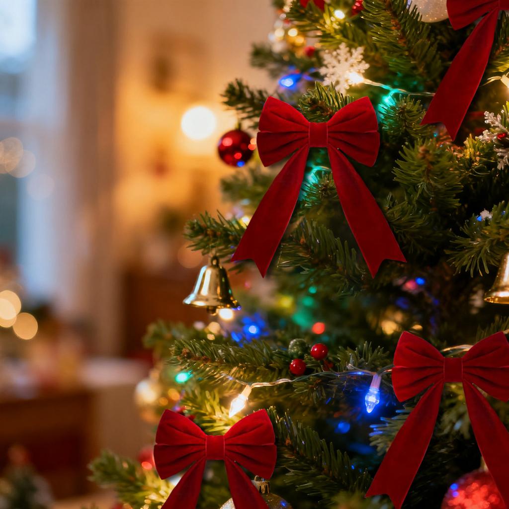 Samt Dreidimensionale Schleife, Große Weihnachtsbaumdekoration, Fensterdekorationsartikel