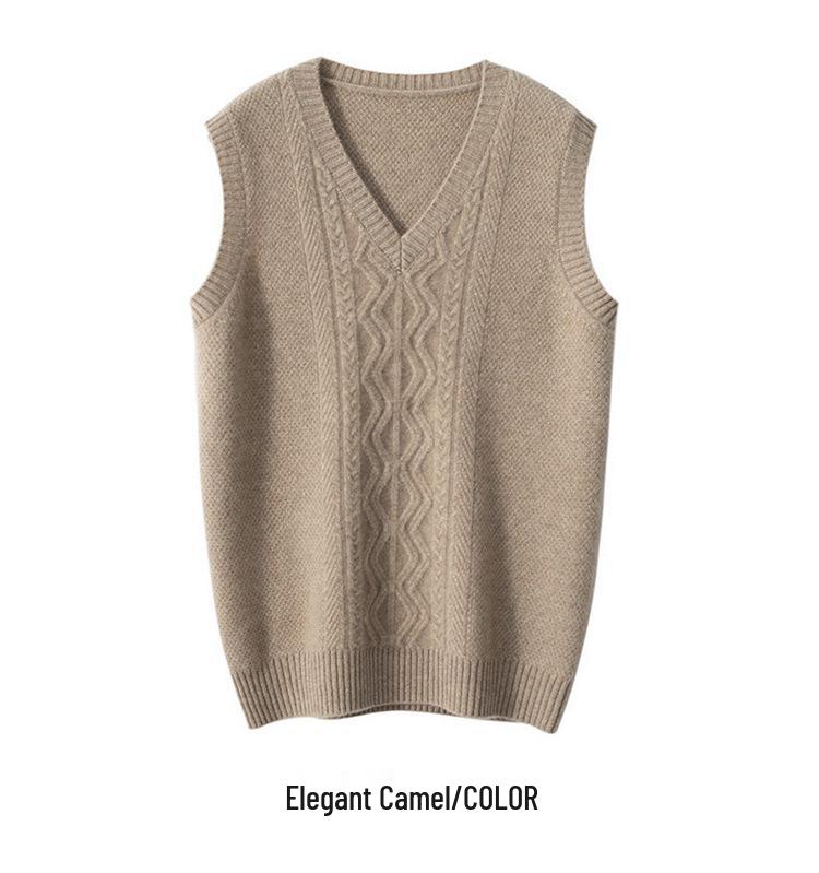 Pánský kašmírový bezrukávový pulovr s výstřihem do V: Podzimní/Zimní Hrubý Svetr Plus Size