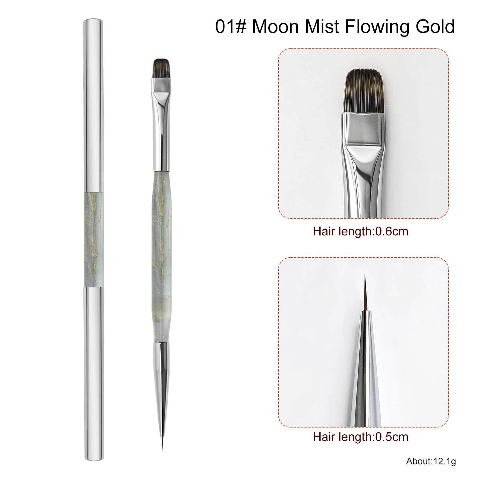 Dual-Ended Nail Art Brush with Semi-Transparent Handle - Gel Polish, Liner, Gradient, and Painting Brush