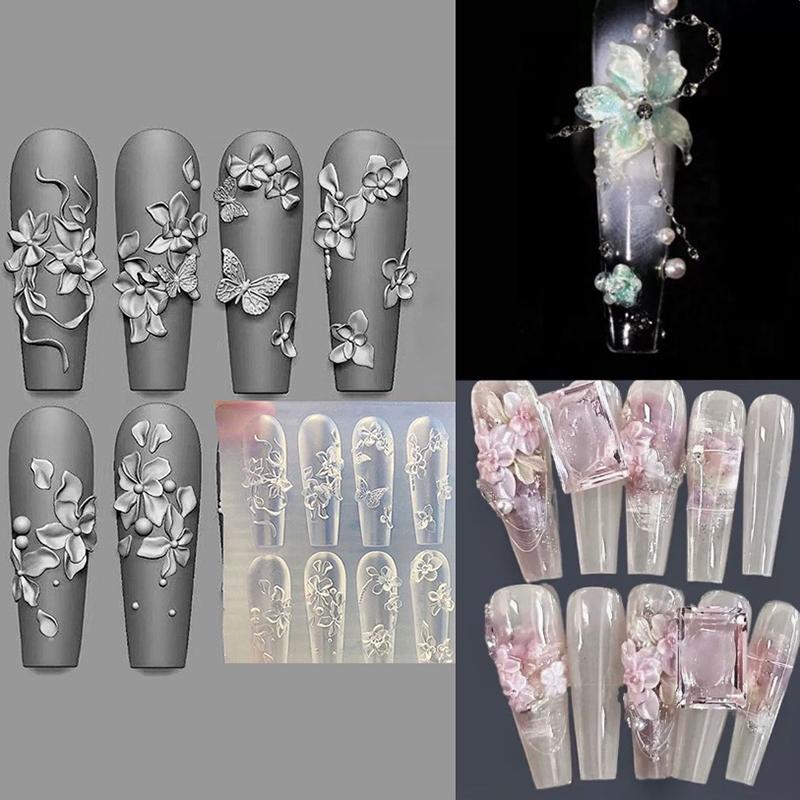 3D Mini Silicone Mold Butterfly Flower Nail Art Decorations Nails Diy Design Flower Shell Nail Mold Stamping Plate Manicure Mold