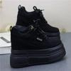 Fashion 12CM Platform Wedge Sneakers Microfiber Leather Comfy Breathable Skate Board Vulcanized Chunky Hidden Heel Block Shoes