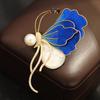 Chinese High-end Niche Blue Edelweiss Craft Butterfly Brooch Natural Fritillary Pearl Insect Pin Accessories