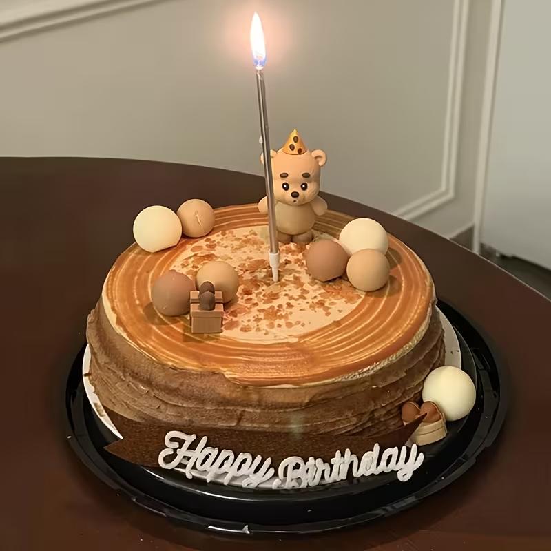 Décorations de Gâteau Ours Mignon Ours en Peluche Marron Topper pour Gâteau pour Enfants Garçon Fille Fête d'Anniversaire 1ère Décoration Mariage Douche de Bébé Fournitures