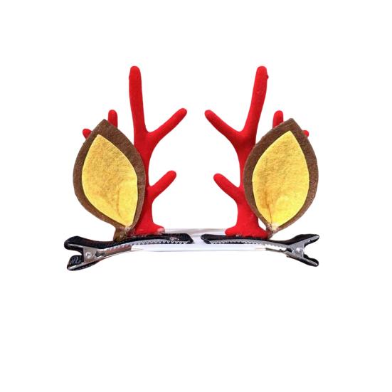 1 Pair Kids Reindeer Antler Hair Clips Soft Plush Christmas Hairpin for Baby Girl Toddler Cute Photo Prop Party Hair Accessory