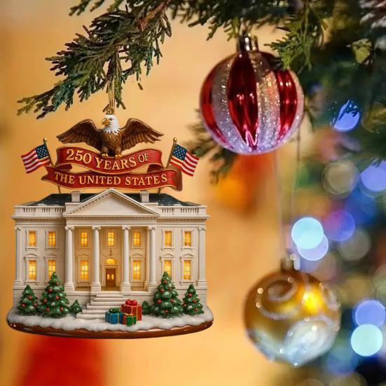 US 250th Anniversary Ornament Patriotic Xmas Tree Hanging Decor Collectible Keepsake Gift for Patriots History Lovers Veterans