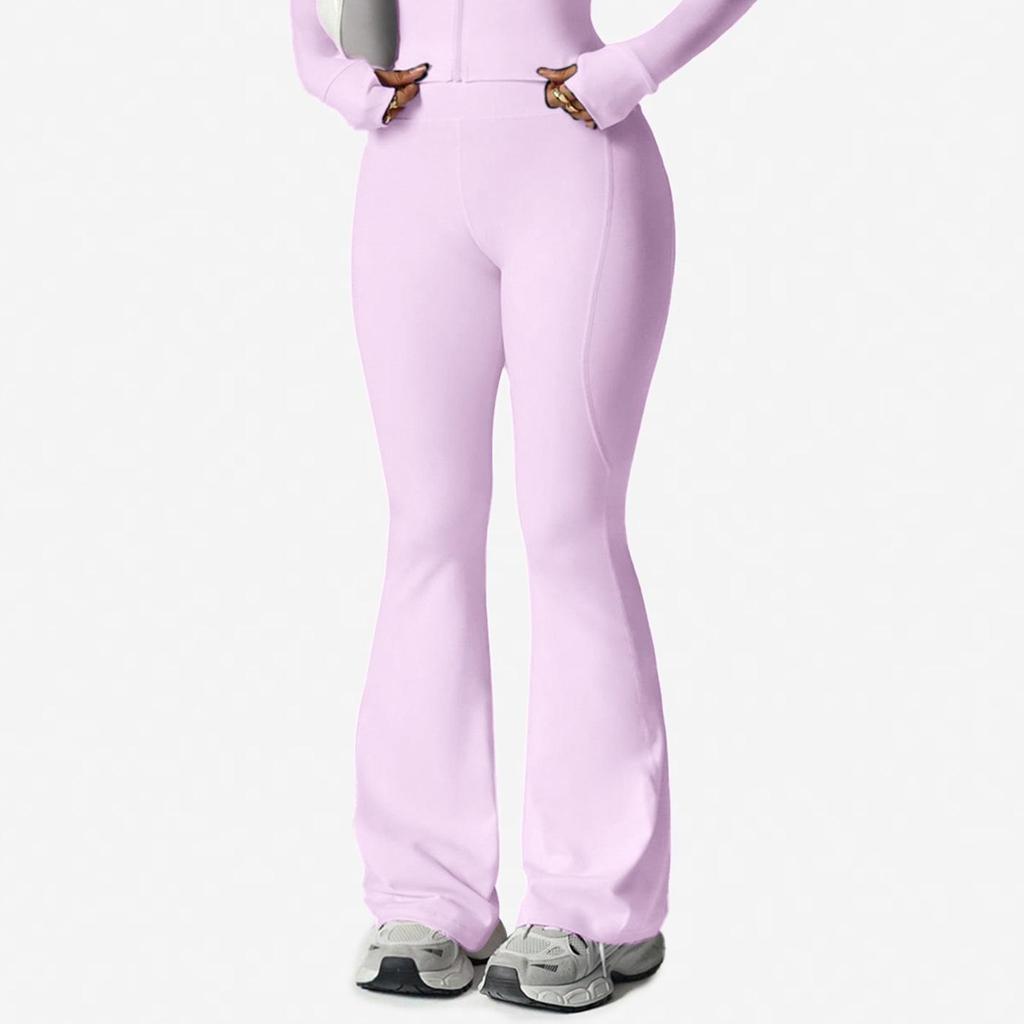 Waist-Cinching Yoga Set: Long-Sleeve Jacket & Butt-Lifting Micro-Flare Pants - Women's Sportswear for Autumn/Winter.