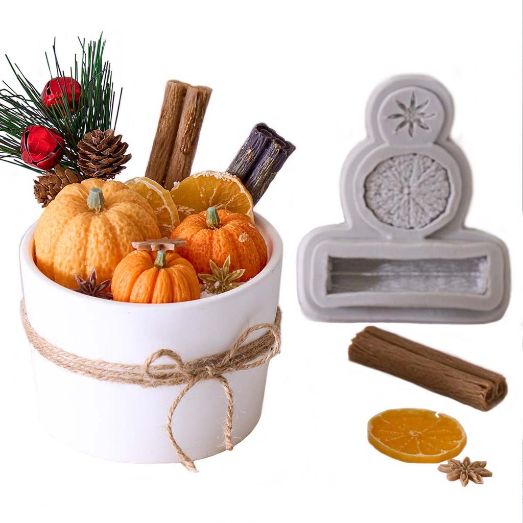3D Lemon Cinnamon Star Anise Nuts Silicone Mold DIY Christmas Ornaments Candle Craft Making Kit Chocolate Cake Baking Molds
