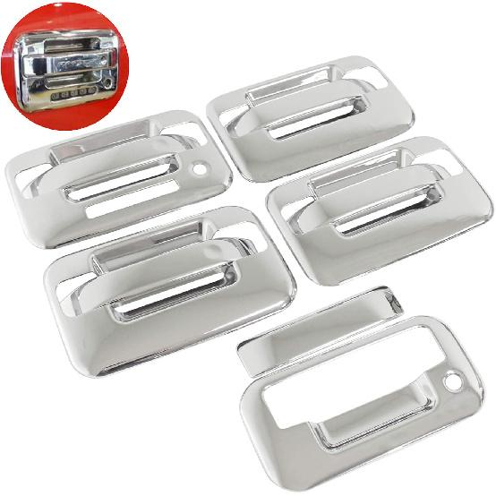 NewYall Chrome Exterior Door Handle Cover with Keypad and Tailgate Cover for Ford F-150 2004-2014 Outer Front Rear Left Driver Right Passenger Side
