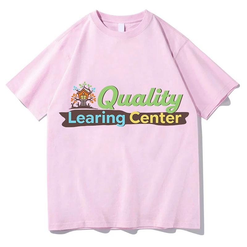 Quality Learning Center Print Tshirt Unisex Streetwear Short Sleeve Pure Cotton Loose Female Tshirts Casual Graphic TShirt Tops