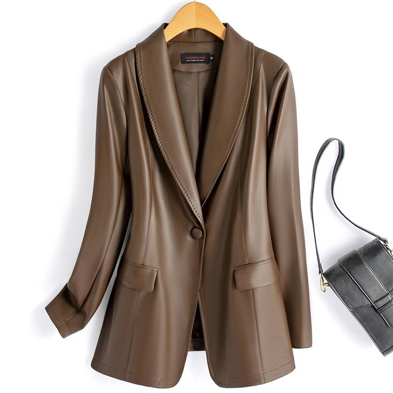 Womens Slim Fit Lamb Leather Blazer