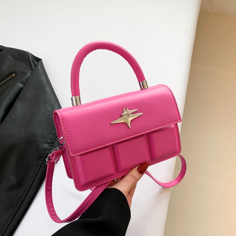 Trendy Fashionable Casual Handbag For Women Stylish Square Crossbody Bag With Soft Pu Material фуксия