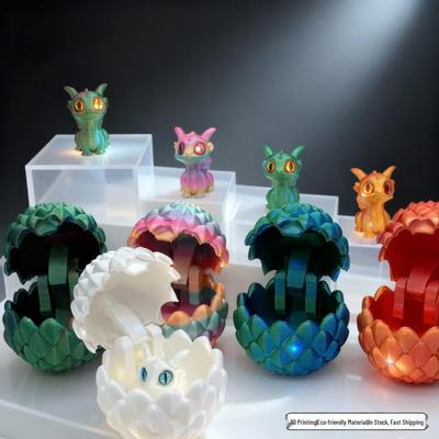 3D Printed Dragon Egg Set: Cute Pet Dragon Figurines for Kids, Decor & Gifts