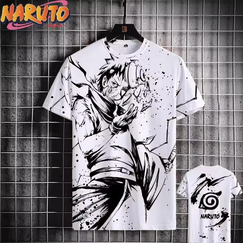 MINISO Naruto Herr T-shirt Japansk Anime 3D-tryck Casual Kortärmad Kläder Mode Tecknad T-shirts Herr T-shirt