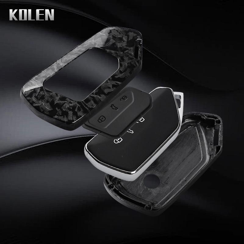 Abs Carbon Fiber Car Key Case Cover For Vw Volkswagen Golf 8 Mk8 Skoda Octavia A8 Seat Leon Mk4 Camouflage