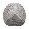 Women Bandana Turban Winter Knit Turban Cap Center Cross Hair Scarves Boho Warm Headband Muslim Hat