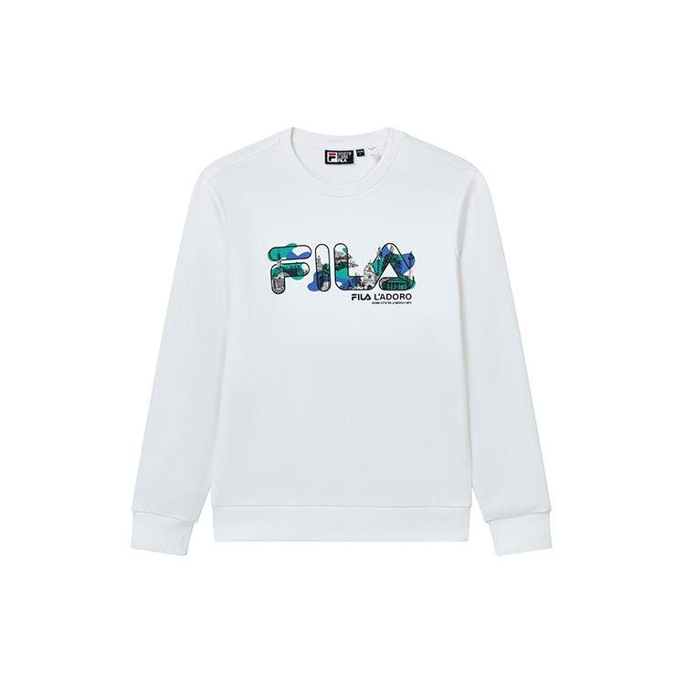 Fila Classic Cotton Crew Neck Logo Pullover Sweatshirt Men Sweatshirt Standard-White F11M238204FWT