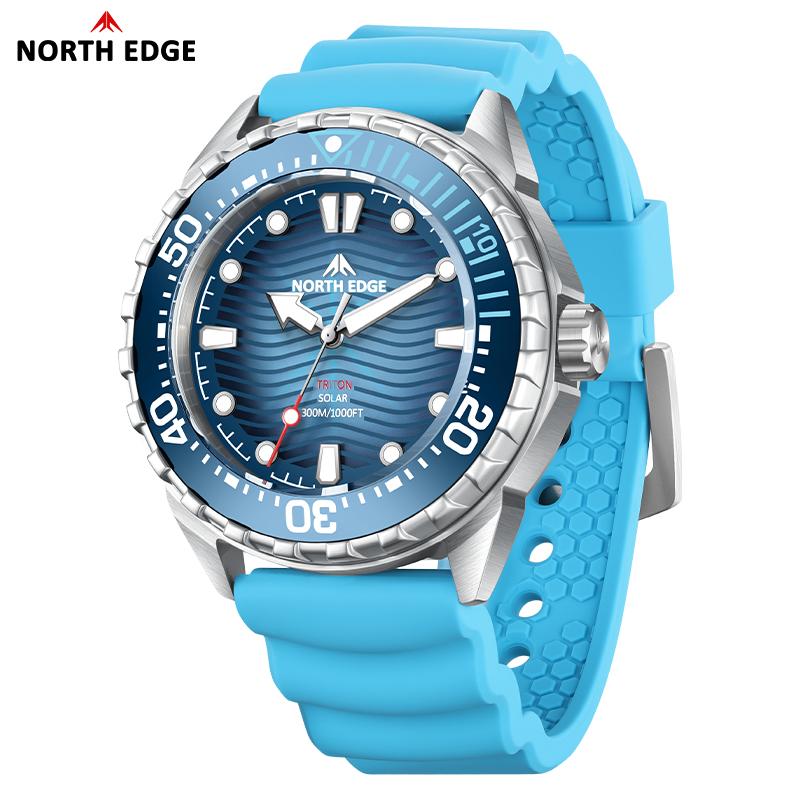 NORTH EDGE 2026 NEW ABYSS Solar Powered Dive Quartz Luxury Watch 200M Waterproof Dive Sports Watches 316L Steel 180+ Day Power
