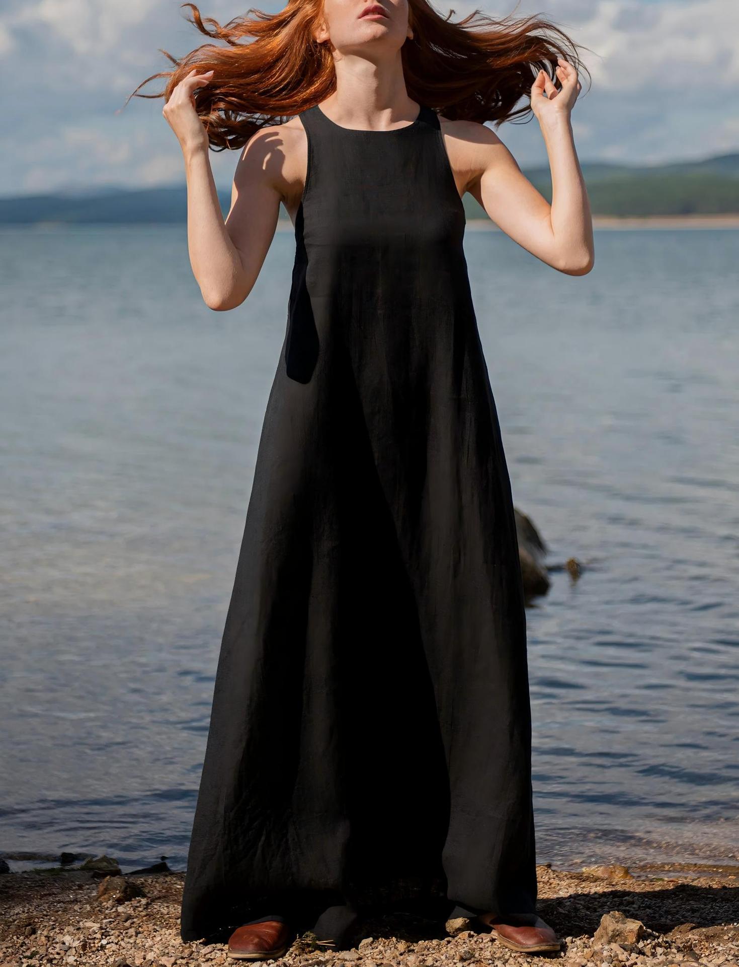Supply Europe and the United States new style solid color summer sleeveless backless new design women s dress women S чёрный