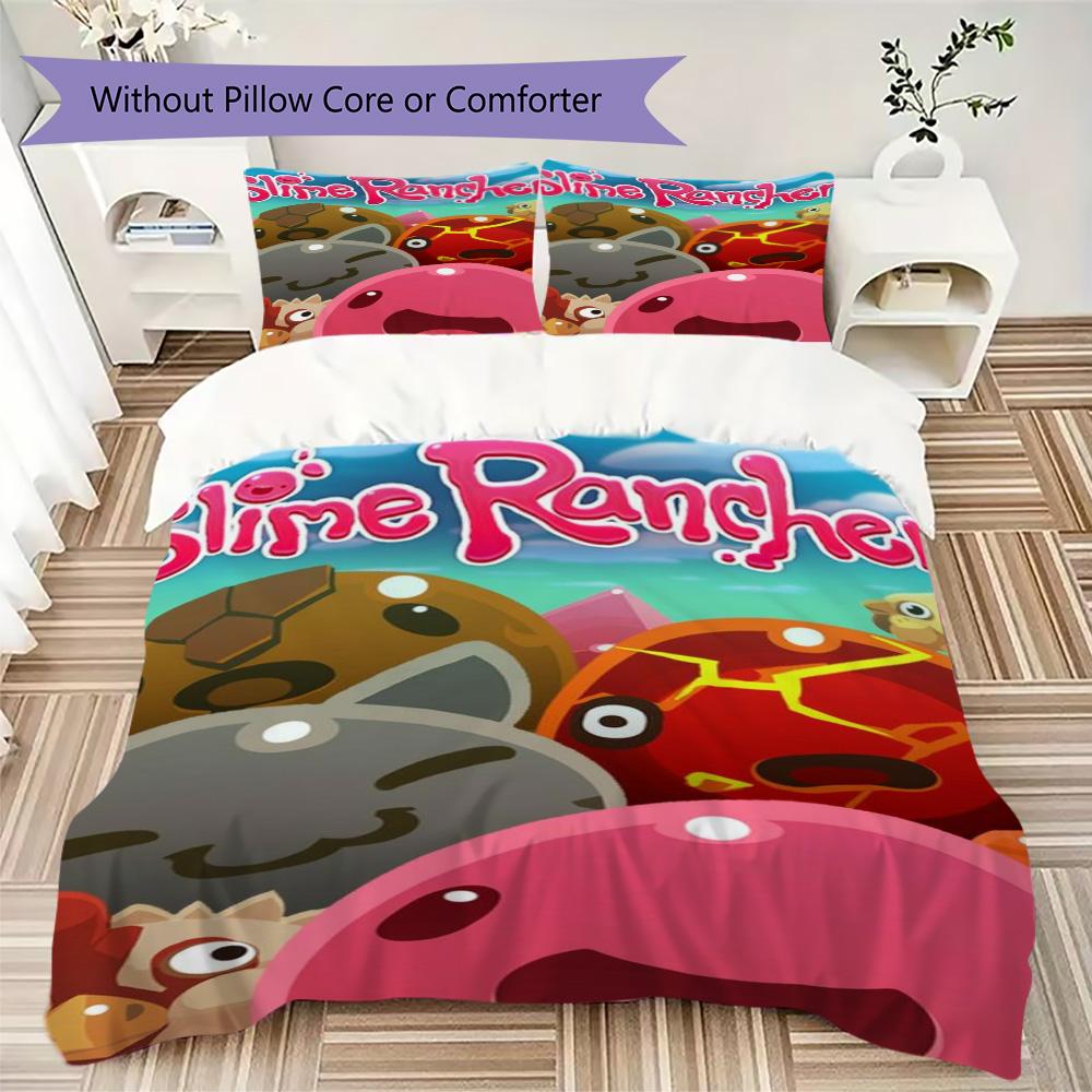 Slime Rancher Print Pattern Bedding,Quilt Set Quilt Cover Pillowcase Home Birthday Gift (1*duvet Cover+2*pillowcase,without core)XSJT0917479