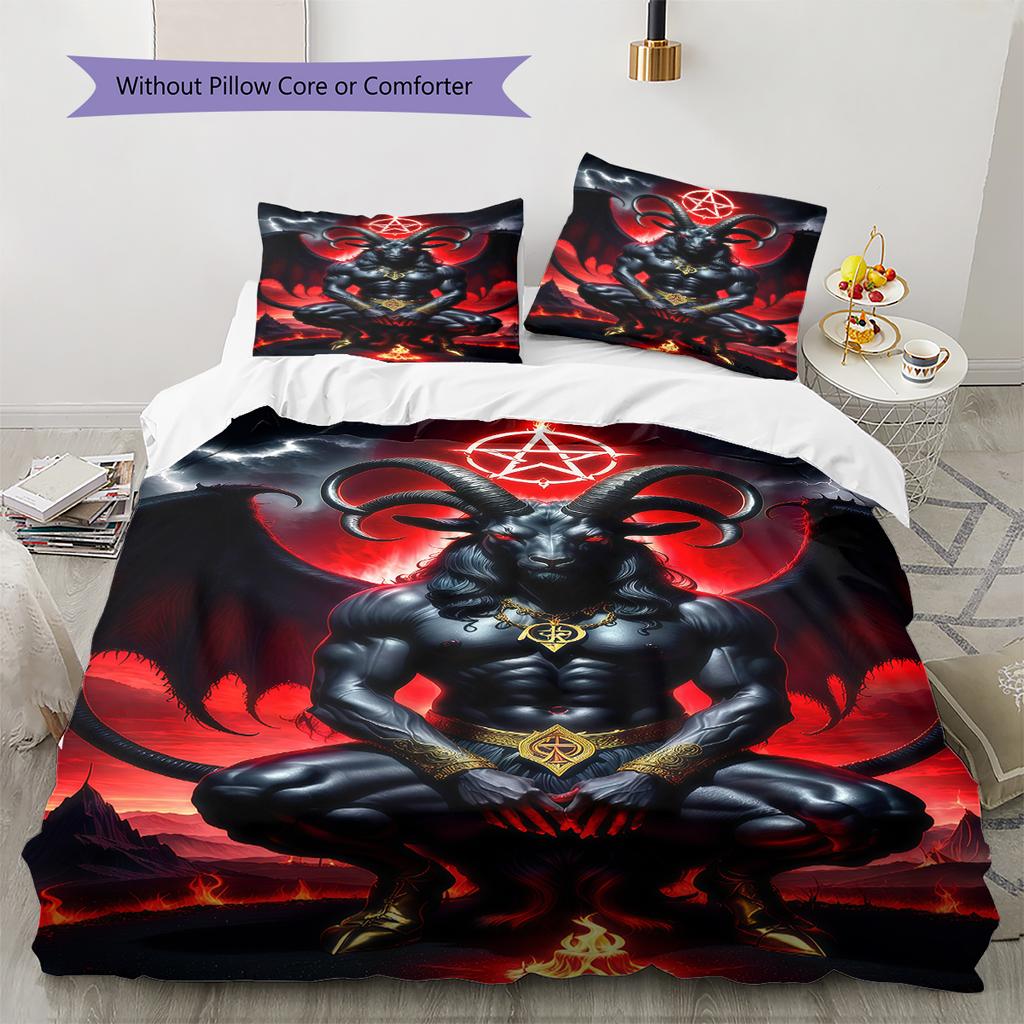Satan Symbol Pattern Bedding,Quilt Set Quilt Cover Pillowcase Home Birthday Gift (1 * duvet cover + 2 * pillowcase, without core)