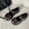 Black Retro British Style Flat Bottom Inner Height Increase Small Leather Shoes Women's 2025 New Summer Skirt Mary Jane Single Shoes