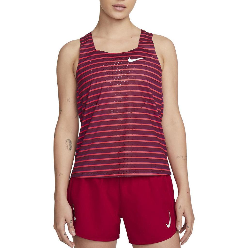 Nike Canottiera Sportiva a Strisce Donna top Rossi DR5852-638