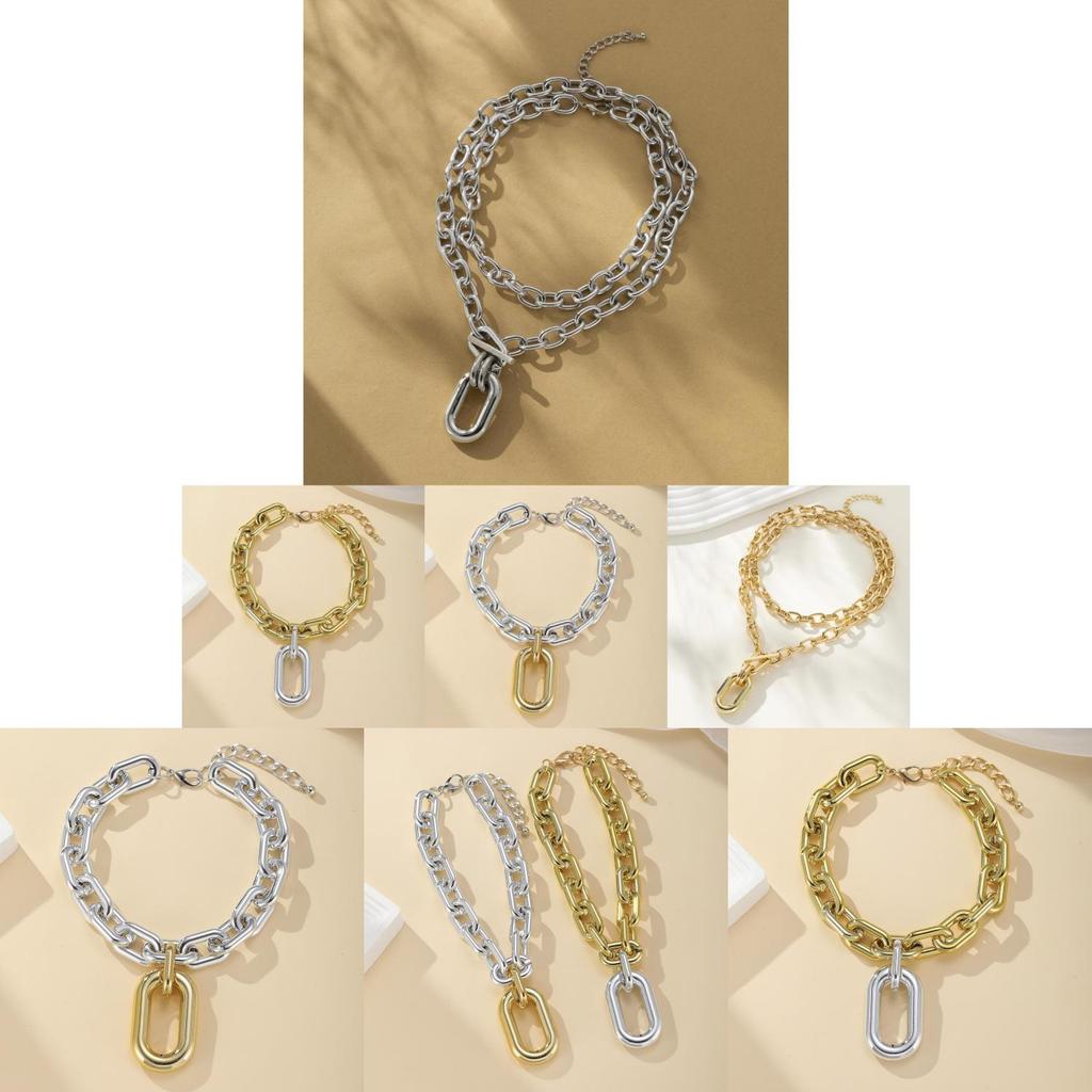 Fashionable Alloy Chain Necklace With Unique U Shape And Geometric Design For Women