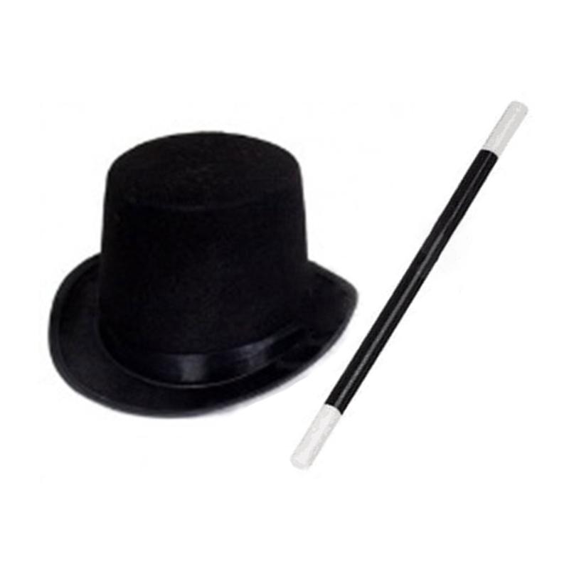 Magician Roleplay Cosplay Costume Outfit Set Halloween Magician Dress Up Top Hat Magic Cape Magic Wand Glasses Gloves