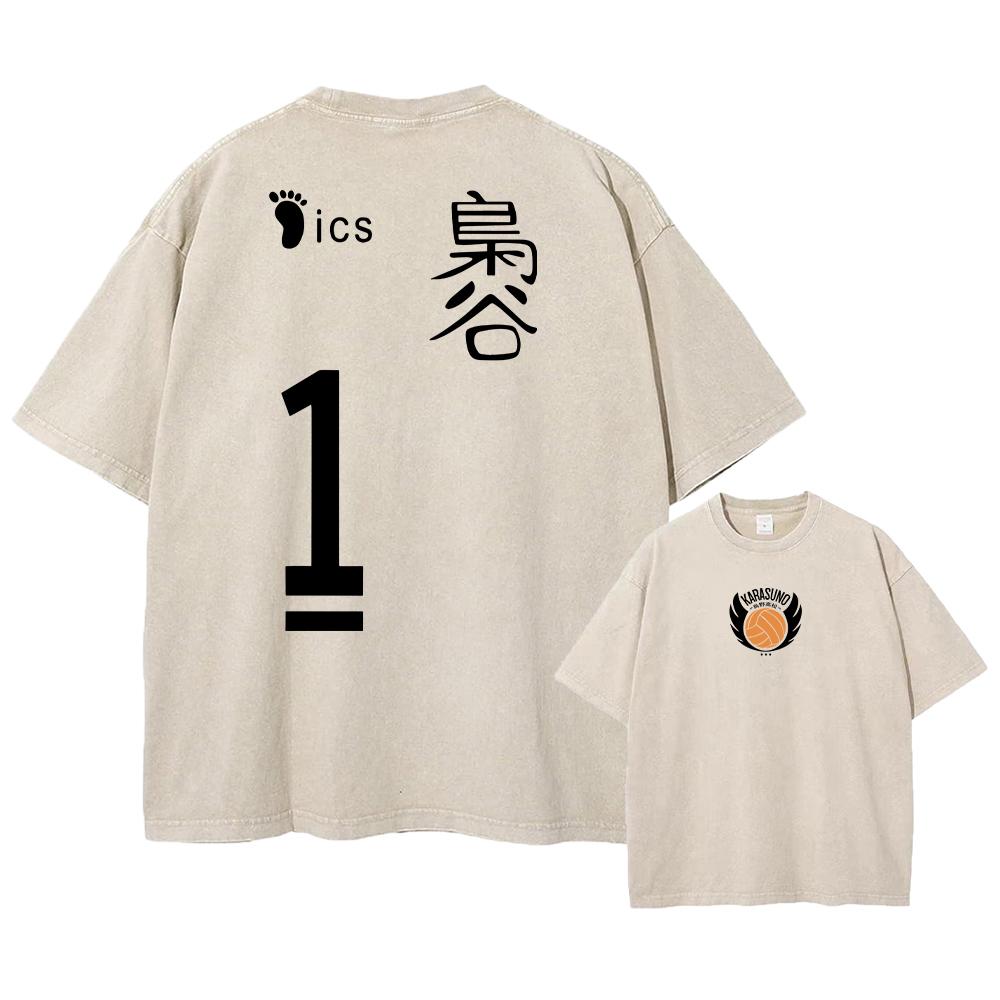 Anime Haikyuu!! Volleyball Hinata Shoyo Graphic Washed T Shirt Men Women Manga Tshirts Casual Loose T-shirt Harajuku Cotton Tops
