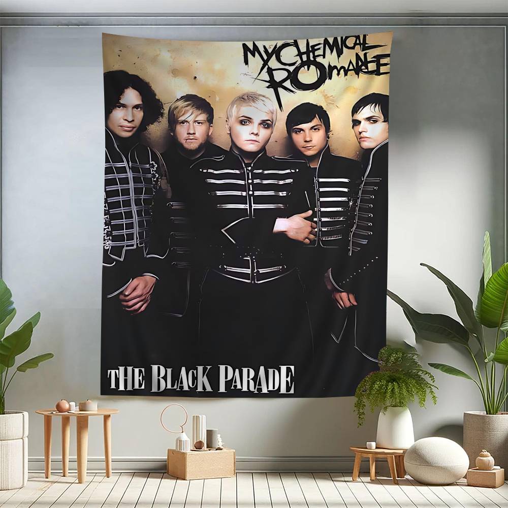 Popular Rock Band My Cchemical Romance Anime Tapestry Hippie Flower Wall Carpets Dorm Decor Wall Hanging Home Decor