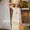 Women's Ethnic Embroidered Linen Blend Sleeveless Dress